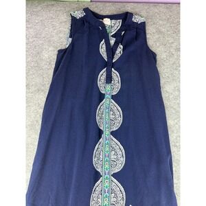 Cupio Women's Dress Navy Blue Boho Green Purple Mandela‎ High-low Size S